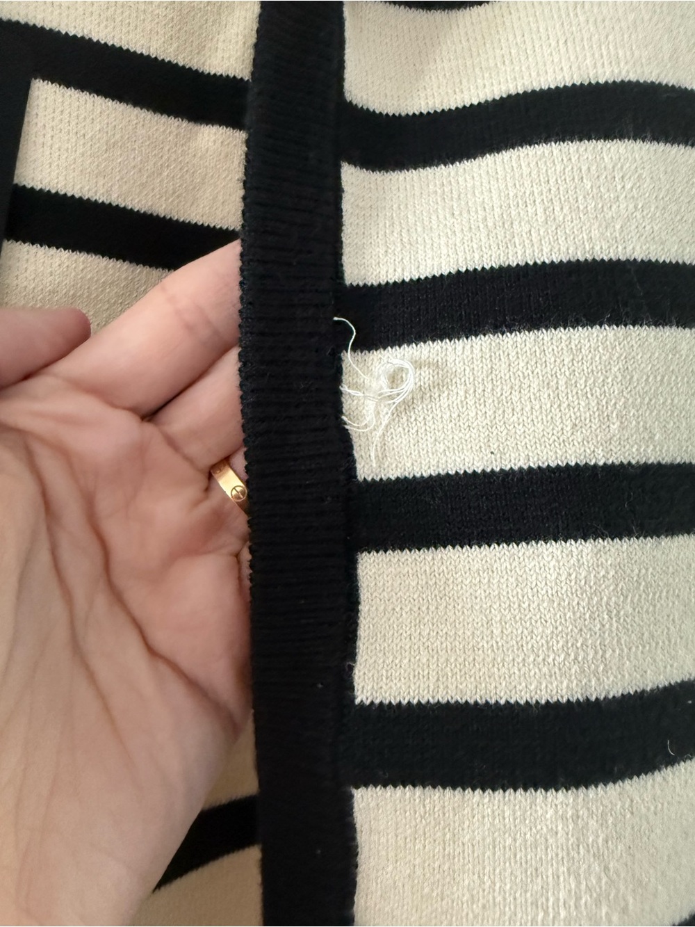 Rag & Bone Striped Button-Front Cardigan in Black & Cream - Picture 7 of 10